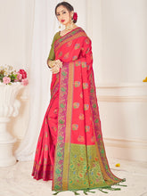 Peach Banarasi Art Silk Woven Saree